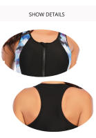 Traje de baño de una pieza con cremallera y bloque de color sin mangas, traje de buceo y surf de piernas de longitud media - details 9