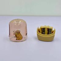 Capybara-afilador de lápices de doble agujero para niños, mini cuchillo de dibujos animados, baratijas de escritorio de plástico, regalo de papelería, creativo, 20 piezas por juego - details 4