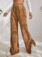 Pantalones de pana para mujer, cintura alta recta, pierna ancha, otoño, elegantes y originales - details 6