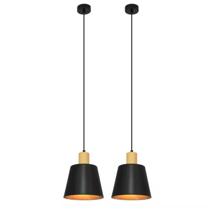 CBJKTX Lámpara Colgante Vintage para Comedor 2x Lámpara Colgante Negra Lámpara Colgante Industrial E27 Metal Retro - 1