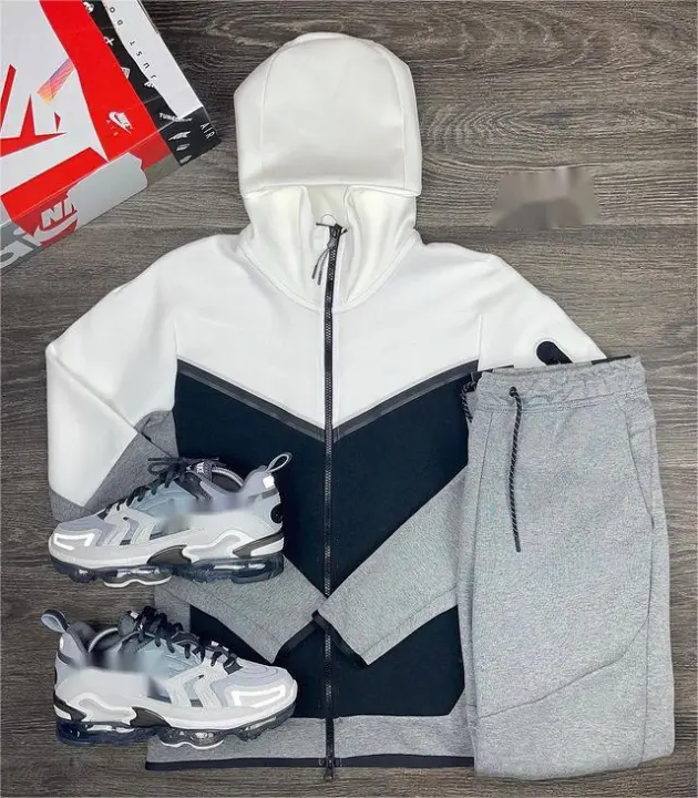Conjunto de chándal en blanco de lana de talla grande para hombre, ropa deportiva lisa para escalar a prueba de viento, sudaderas - 1