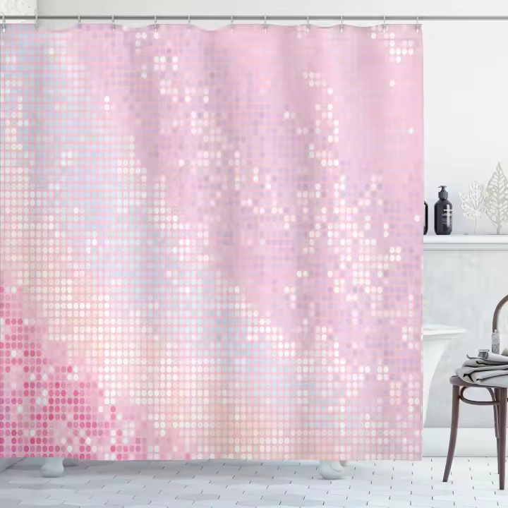 Cortina de ducha Cortina de ducha con puntos brillantes Forma de azulejos pequeños modernos Diseño clásico simple Tela impermeable Cortinas de baño - 1