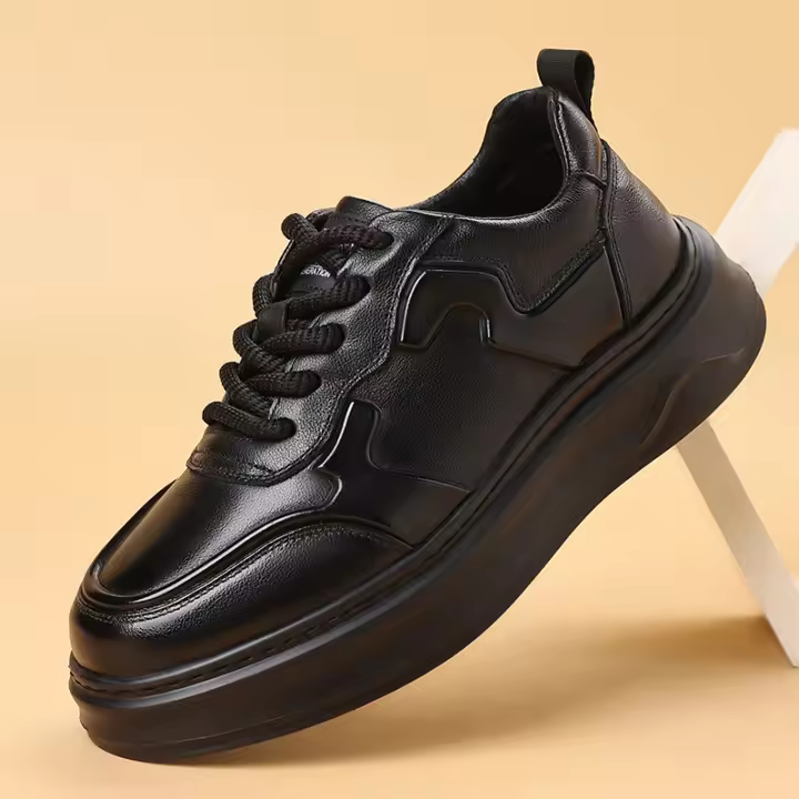 Marca de moda primavera nuevos zapatos de tablero plataforma de cuero para hombres deportes casuales zapatos blancos - 1