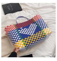 Nuevas llegadas de individualidad de verano, bolso portátil de contraste de Color para mujer, bolso de mano para compras en la playa y vacaciones, cesta de verduras - details 3
