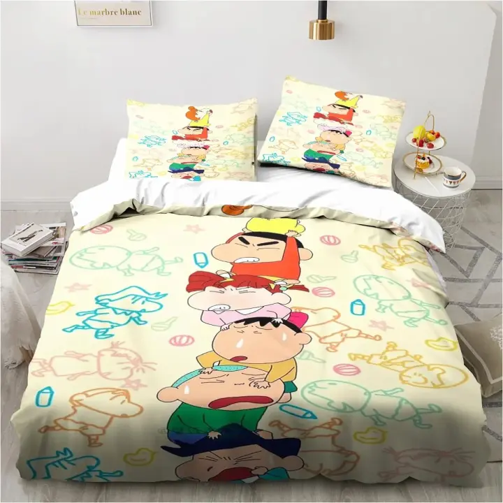 Juego de Ropa de Cama de Dibujos Animados C-crayon Funda de Edredón, Funda de Almohada, Cubierta de Colchón para Rey, Reina, Tamaño Cama Pequeña Para Niños, Niñas, Adultos - 1