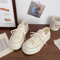 Gao Yan dos zapatos de lona de medio arrastre de las mujeres delgado verano nuevo nicho de un pedal versión coreana de plataforma zapatos blancos - details 3
