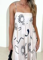Vestido largo floral con tirantes finos bohemios sin mangas con cuello cuadrado informal de verano para mujer - details 1