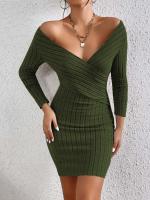 Vestido de manga larga de mujer de cuello V de cinco puntos - details 3