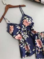 Ropa de seda satinada para mujer, bata Ence Home, alfombrilla para el pecho, pijama, rosa, blanco, 3 piezas - details 3