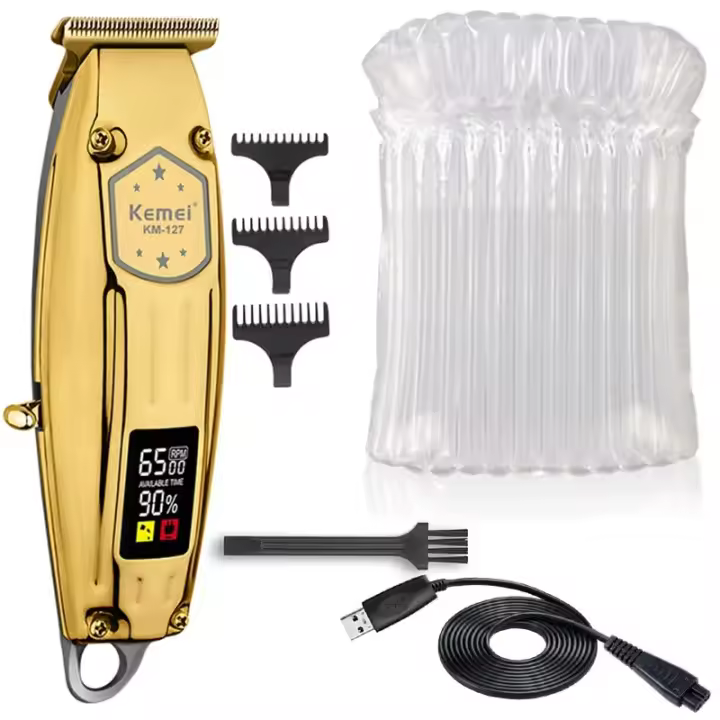 Kemei-cortadora de pelo eléctrica para hombre, dispositivo profesional de 127 RPM, con iones de litio, pantalla LCD, con carcasa de metal completa, para Barba, 6500 - 1