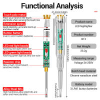 Probador de voltaje inteligente pluma con sonda de destornillador eléctrico inducido con luz indicadora Detector de voltaje probador de cable cero vivo - details 0