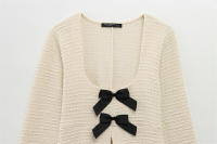 Conjunto francés de dos piezas para mujer, estilo europeo, top texturizado con cuello en U, pantalones acampanados - details 4