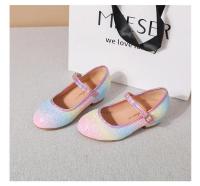 Zapatos de cuero de tacón alto de princesa para niñas, zapatos de boda de primavera y otoño, lentejuelas brillantes, zapatos individuales de baile para niños, moda - details 3