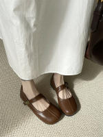 Zapatos Mary Jane planos de fondo francés, con punta redonda, boca poco profunda, estilo retro, para mujer. - details 9