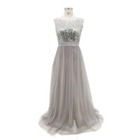 Vestido largo de gasa con encaje Floral para mujer, baile de graduación de noche para traje Formal, dama de honor, 2024 - details 2