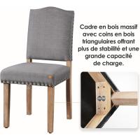 Juego de 4 sillas de comedor con respaldo alto, sillas de cocina, patas de madera maciza, diseño clásico, con botones bronceados, sillones y sillas para salón, asientos tapizados - details 16