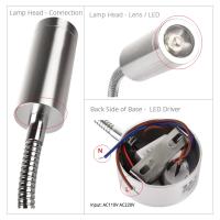 Aplique de pared Lmap, lámpara de dormitorio de 3W, interruptor de encendido/apagado, blanco, plateado, negro, Flexible, cuello de cisne, luces de lectura de cabecera para el hogar - details 4