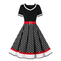 Vestido de Punto de Polka Dot Vintage 2024 Estilo Rockabilly Retro para Mujeres - details 1