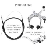 Juego de frenos delanteros Fixie para bicicleta de carretera, Kit de pinza de freno para bicicleta, juego de frenos de tracción lateral para la mayoría de las bicicletas Fixie Silver - details 5