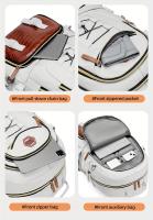 WEIXIER Mochila multifuncional elegante para hombre: nailon duradero con textura de cocodrilo, gran capacidad para computadora portátil, viajes, escuela y trabajo, diseño blanco y marrón, regalo perfecto para amigos y familiares, mochila de viaje - details 5