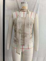 OUWU Conjunto de falda superior de tubo de punto de retazos para mujer, sin mangas, sin espalda, faldas plisadas en forma de U, tres, nuevo conjunto de vacaciones en la calle - details 0