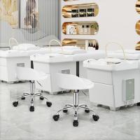 Silla de Oficina de Cuero Sintético Silla de Escritorio sin Brazos Taburete Giratorio para Sala de Masaje SPA Taburete de Tocador Blanco - details 6