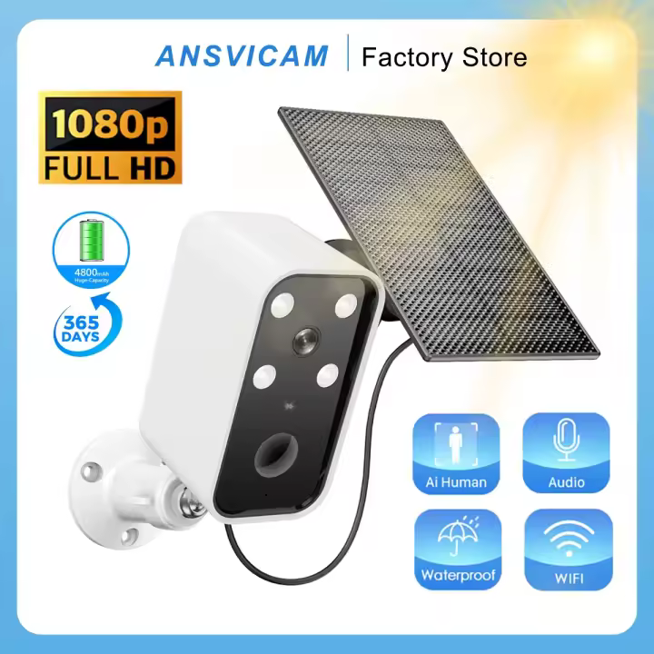 Cámara PTZ Solar inalámbrica para exteriores, 1080P, WiFi, con batería integrada, videovigilancia de latencia ultrabaja para largos tiempos de espera - 1
