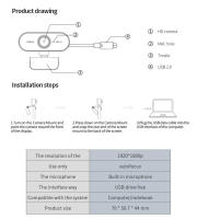 Awapow-cámara Web 1080P Full HD con micrófono, dispositivo giratorio para PC, ordenador, YouTube, videollamada, conferencia, USB, 4K - details 7