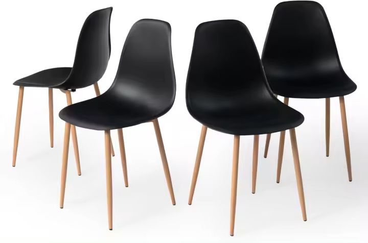 Juego de 4 sillas de comedor con asiento y respaldo suaves, con patas de metal macizo, para salón, dormitorio, cocina o comedor, ante marrón - 1