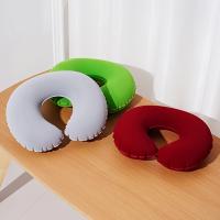 1pc Almohada de cuello inflable en forma de U, cojín de viaje portátil, lavable a mano de poliéster, fácil de inflar soporte de cabeza y cuello, almohada de avión cómoda - Gris - details 3