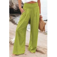Primavera y verano, superventas, ropa para mujer, nuevos pantalones casuales de pierna ancha tejidos de algodón y lino, pantalones de pierna ancha para playa para mujer - details 1
