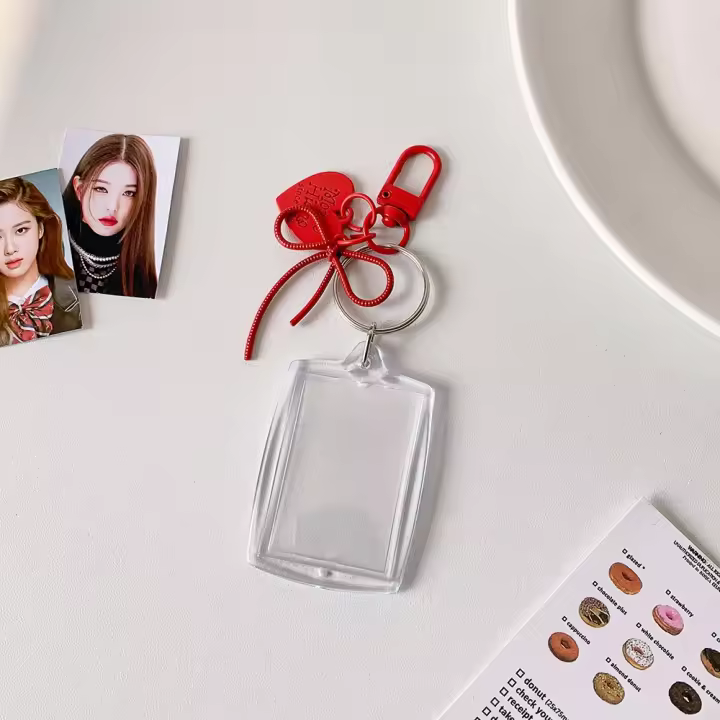 Cubierta de tarjeta acrílica, Mini soporte para sesión fotográfica, decoración colgante, colgante de corazón de melocotón, marco para sesión fotográfica de identificación, imagen de tarjeta de foto Idol - 1