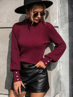 Suéter de cuello alto con botones para mujer, Jersey de punto suave, Vintage, color blanco, otoño e invierno, novedad de 2023 - details 17