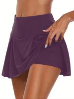 Falda Corta Deportiva para Mujer para Tenis, Bádminton, Yoga - Estilo Atlético Casual, Color Sólido, Mezcla de Poliéster y Spandex Elástico, Lavable a Máquina - Primavera/Verano/Otoño - details 60