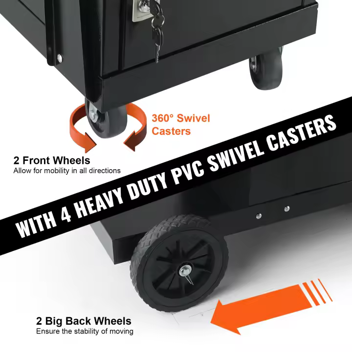 SucceBuy Carro de soldadura de alta resistencia con gabinete bloqueable, cadenas de seguridad para tanque, para TIG, ARC, cortador de plasma - 1