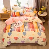 Sábana de Terciopelo Cálido Coral para Invierno con Estampado de Flor Hueso de Couette Suave y Grueso 240x220 - details 10