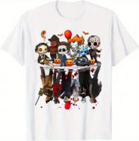 Personaje de película de terror Disfraz de Halloween Camiseta de regalo Camiseta gráfica gótica top Camisa de manga corta - details 1