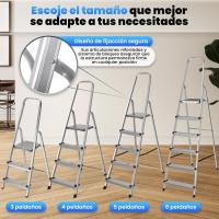Escalera Plegable de Aluminio 4 Peldaños Soporte Reforzado para Maxima Estabilidad (200 kg) - details 1