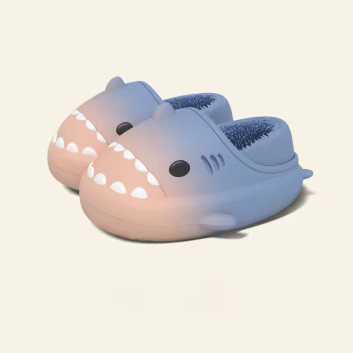Cambio gradual tiburón niños bolsa tacón zapatillas de algodón felpa bebé zapatos de algodón. - 1