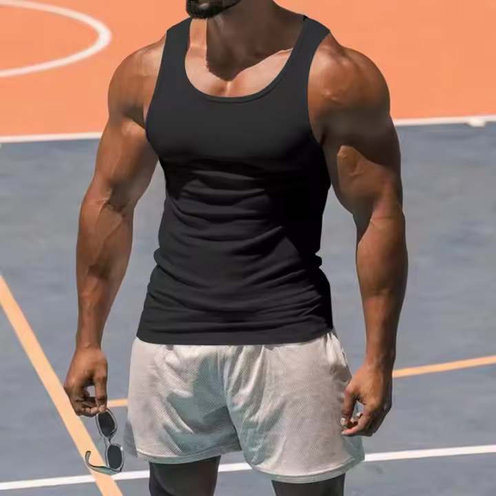Camiseta camisola americana para hombre, top elástico sin mangas, utilizada para ejercicio deportivo - 1