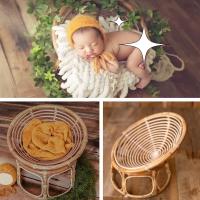 Newborn Photography Props Woven Rattan Basket Retro Split Chair Baby Girl Boy Photo Shoot Sofa Bed Studio Photo Accessoires - details 0