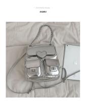Mochila de moda para mujer, bolso de cubo con cadena versátil, bolso de viaje, bandolera doble de nicho coreano, novedad de 2025 - details 5