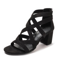 Sandalia Sandalias de moda Fairy 2025 Nuevos tacones altos versátiles de tacón grueso estilo romano con diamantes - details 1