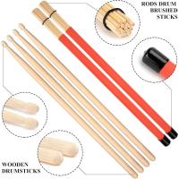 Juego de baquetas clásicas, 4 pares de baquetas de arce, cepillo de tambor de alambre y baquetas con bolsa de respiración - details 3