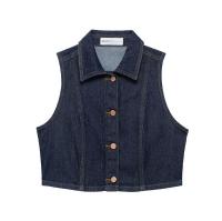 OUWU- Willshela, Conjunto De 2 Piezas A La Moda Para Mujer, Camiseta Sin Mangas Vaquera Negra Con Una Botonadura Y Falda Midi Con Cremallera Frontal Vintage, Conjunto De Faldas Elegantes Para Mujer - details 3