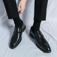 Zapatos formales de negocios para hombre, calzado de cuero PU de tacón bajo, estilo británico, hebilla de Metal a la moda - details 11