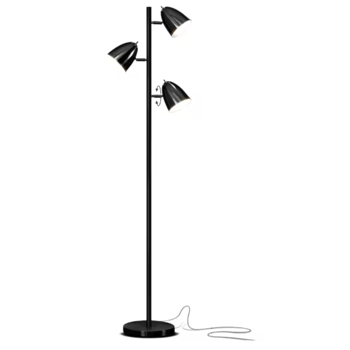 Lámpara de Pie Metal Negra Moderna GOECO, 40x170 CM, Con Cable de 1,8m, E27 Sin Bombilla, Iluminación Interior - 1