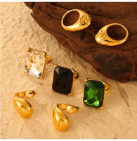 INS diseño personalizado Diseño de Diamantes Anillo Geométrico Mujeres Nicho Textura Titanium Maple Chapado en oro Anillo Dedo Índice - details 6