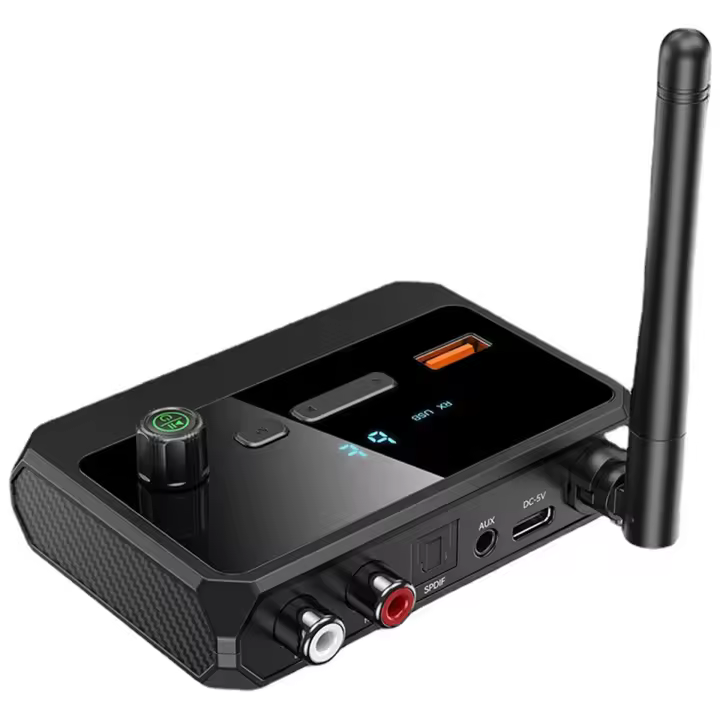 Adaptador Coaxial de fibra óptica, receptor Bluetooth 5,3 Con pantalla Digital, compatible con reproductor MP3 de disco U - 1