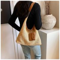 Bolso de hombro tejido a la moda, bolso de paja de gran capacidad de ratán, bolsos grandes trenzados hechos a mano para playa de verano - details 5